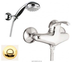 Смеситель для душа настенный однорычажный Fiore коллекция Jafar с душевым набором золото 47CR5125 Gold