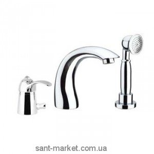 Смеситель однорычажный на борт ванны со Сваровски с душем Fiore Jaffar Sky бронза 84CR5105 Old Bronze