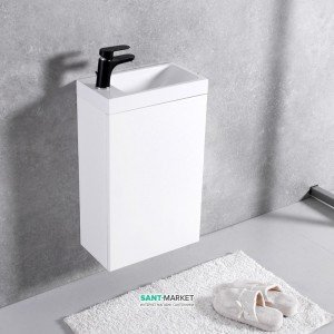 Тумба з раковиною Буль-Буль Java 40 Ida підвісна 39.4х60х21.6 см петлі зліва білий ШН-400Б