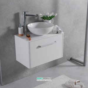 Тумба підвісна Буль-Буль Fiji 692x395x420 з раковиною Mona штучний камінь білий 10807012200