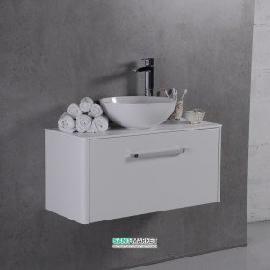 Тумба подвесная Буль-Буль Fiji 892x395x420 с раковиной Mona искусственный камень белый 10809012200