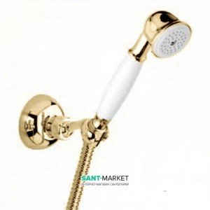 Душевой гарнитур с настенным держателем EMMEVI коллекция Tiffany белый/золото BO110