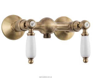 Змішувач для душу настінний Двохважеля EMMEVI Deco Ceramica бронза BR121002