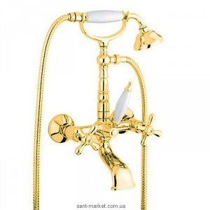 Змішувач двохвентильний для ванни з душем EMMEVI колекція Deco Old золото OR12611