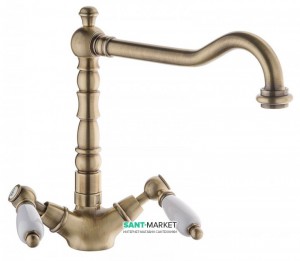 Смеситель для кухни Emmevi Deco Ceramic двухвентильный ретростиль бронза BR121617