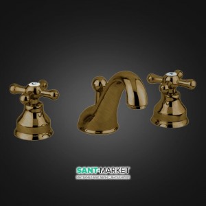 Смеситель для раковины двухвентильный скрытый с донным клапаном EMMEVI Deco Classic бронза BR12033