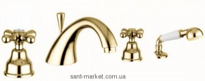 Змішувач двохвентильний на борт ванни з душем EMMEVI колекція Deco Classic золото OR12120