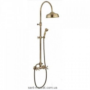 Змішувач для душу настінний двухвентильний EMMEVI Deco Classicс душовим набором бронза BR1200281