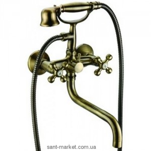 Змішувач двохвентильний з довгим виливом та душем EMMEVI коллкція Deco Classic бронза BR12011CC