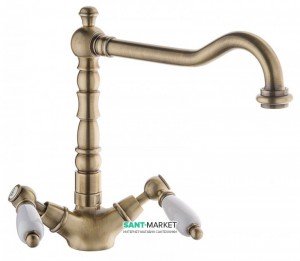 Смеситель для кухни Emmevi Deco Ceramic двухвентильный ретростиль бронза BR121617