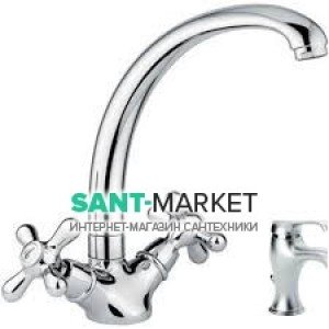 Смеситель для кухни Emmevi Deco Classic двухвентильный ретростиль матовый хром SC12717