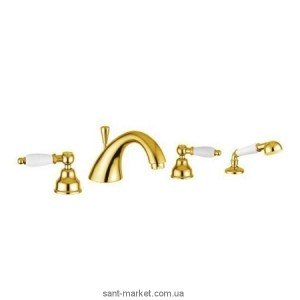 Змішувач двохвентильний на борт ванни з душем EMMEVI колекція Deco Ceramic золото ОR121120