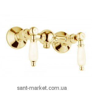 Смеситель для душа настенный двухрычажный EMMEVI Deco Ceramica золото OR121002