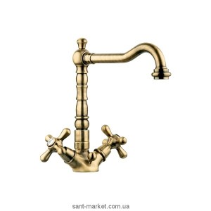 Смеситель для раковины двухвентильный с донным клапаном высокий EMMEVI Deco Old бронза BR12613