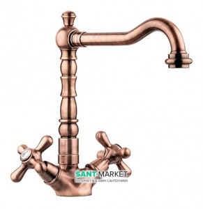 Смеситель для кухни Emmevi Deco Old двухвентильный ретростиль медь RA12617