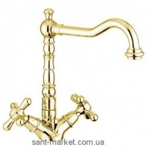 Змішувач для раковини двухвентильний з донним клапаном високий EMMEVI Deco Old золото OR12613