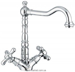 Смеситель для раковины двухвентильный с донным клапаном высокий EMMEVI Deco Old хром CR12613