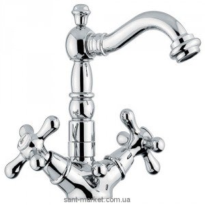 Смеситель для раковины двухвентильный с донным клапаном EMMEVI коллекция Deco Old хром СR12615