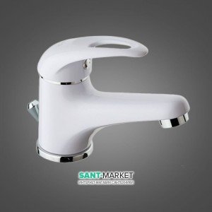 Смеситель для раковины однорычажный с донным клапаном EMMEVI коллекция Giglio хром/белый BC8003GTC