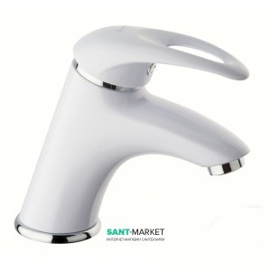 Смеситель для раковины однорычажный с донным клапаном EMMEVI коллекция Luxor хром/белый BC7003R