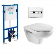 Унітаз підвісний Roca Victoria A34630300S + 801392004 + Інсталяція Roca Pro Victoria 89009000V + Кнопка Roca Pro PL2 Dual 890096001