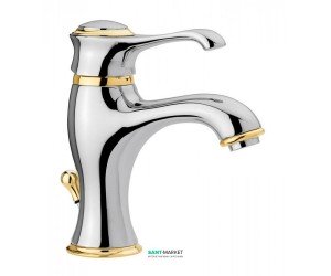 Смеситель для раковины однорычажный с донным клапаном EMMEVI коллекция Tiffany хром/золото CO6003