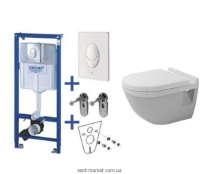 Унітаз підвісний Duravit Starck 3 + Інсталяція Grohe Rapid SL 38750000 + Сидіння 0063810000