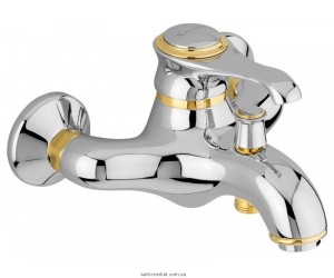 Смеситель однорычажный для ванны с коротким изливом EMMEVI коллекция Tiffany хром/золото CO6001