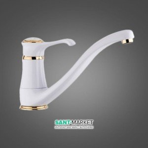 Смеситель для кухни Emmevi Tiffany однорычажный ретростиль бело-золотой BO6095