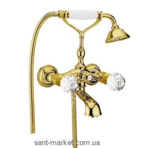 Змішувач двохвентильний з камінням Сваровскі з душем Webert колекція Karenina золото KA720201.010
