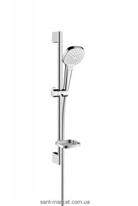 Душовий гарнітур зі штангою Hansgrohe колекція Croma Select E Vario з мильницею хром / білий 26586400