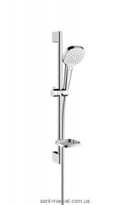 Душевой гарнитур со штангой Hansgrohe коллекция Croma Select E Vario с мыльницей хром/белый 26586400