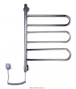 Електричний полотенцесушитель Elna 430х730х45 Е-подібний хром Флюгер-3 поворотний (нерж)