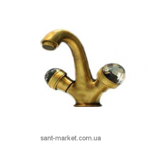 Змішувач для раковини двухвентильний зі Сваровські та донним клапаном Bugnatese Axo бронза AXOBR634F