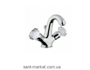 Змішувач для раковини двухвентильний cо Сваровські та донним клапаном Bugnatese Axo золото AXODO634H