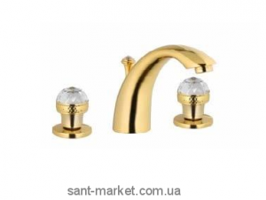 Змішувач для раковини двухвентильний зі Сваровські та донним клапаном Bugnatese Axo золото AXODO612F