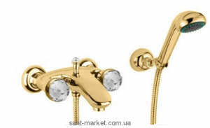Змішувач двохвентильний з душем зі Сваровські Bugnatese колекція Axo золото AXODO602F