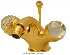 Bugnatese Смеситель Axo для биде (на 1 отверстие) со Сваровски золото AXODO644F