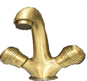 Смеситель для раковины двухвентильный с донным клапаном Bugnatese коллекция Axo бронза AXOBR634