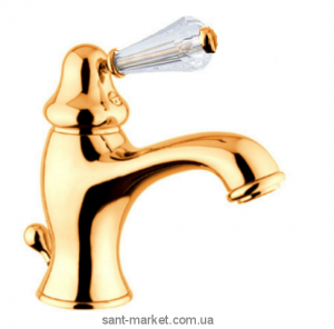 Смеситель для раковины с донным клапаном и камнем Сваровски Bugnatese Maya золото MAYDO8913 kristal