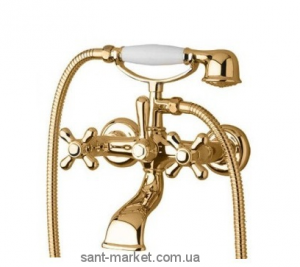 Змішувач двохвентильний для ванни з душем Bugnatese колекція Old'800 золото OLDDO001