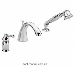 Змішувач одинважільний на борт ванни з душем Bugnatese Колекція Maya хром MAYCR8950