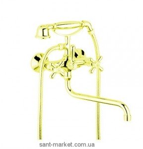 Смеситель двухвентильный с длинным изливом и душем Bugnatese коллекция Old'800 золото OLDDO086