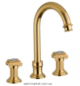 Смеситель для раковины двухвентильный скрытый со Сваровски Bugnatese Olympia золото DAFDO8412