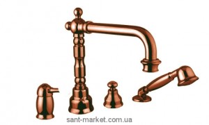 Смеситель однорычажный на борт ванны с душем Bugnatese коллекция Denver бронза DENBR6455