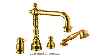 Змішувач одинважільний на борт ванни з душем Bugnatese колекція Denver золото DENDO6455