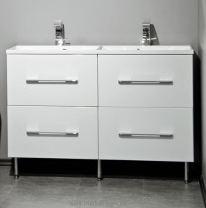 Тумба подвесная Буль-Буль Cuba 1195х454х707 с раковиной Amelia 1200D белый 13312012200