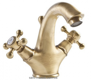Смеситель для раковины двухвентильный с донным клапаном Bugnatese коллекция Lady бронза LADBR934