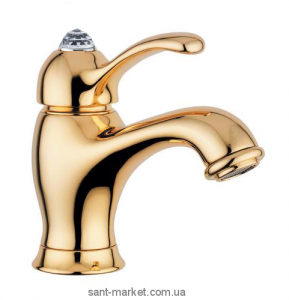 Змішувач для раковини з донним клапаном і каменем Сваровські Bugnatese Lem золото LEMDO1913 kristal