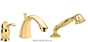 Смеситель однорычажный на борт ванны с душем Bugnatese коллекция Lem золото LEMDO1950